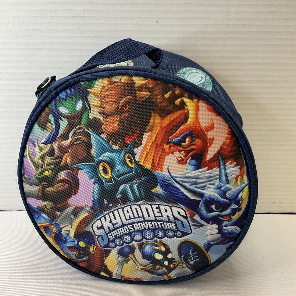 Skylanders Spyro's Adventure Blue Round Zip Figure‎ Storage Carrying Case Bag